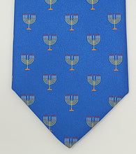 Load image into Gallery viewer, Silk Tie: Menorah A
